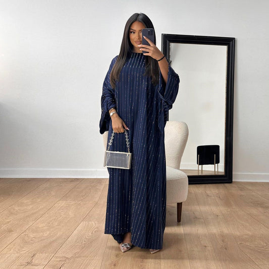 MQ113 Middle Eastern Muslim Elegant Long Sleeve Dress Hot Diamond Craft Pullover European and American Long Skirt Abaya Women's Wear Ceto Modesty