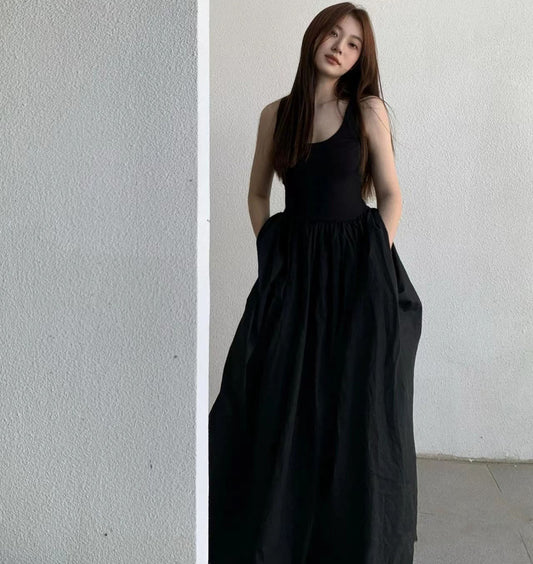 Summer slip dresses, feminine looks, slim long skirts, black party dresses, floor-length skirts, and inner skirts mod
