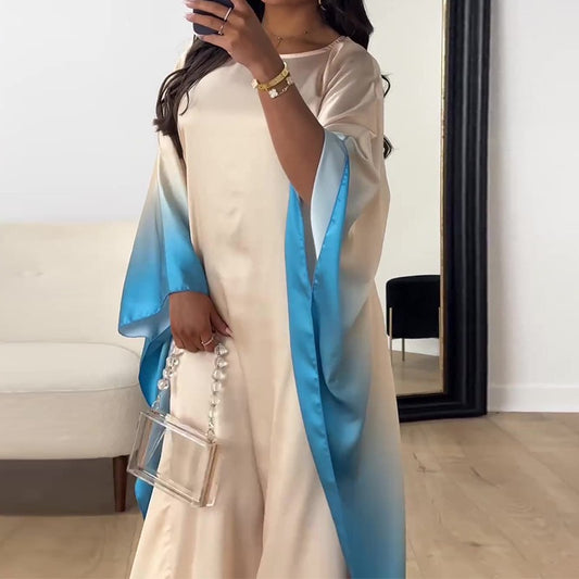 Cross-border foreign trade muslim women's middle east robe positioning print sleeve dress ceto modesty
