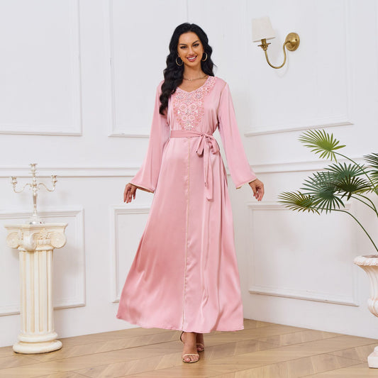 MT028abaya Foreign Trade Middle East Clothing Muslim Gown Women's Long Skirt Fashion Beaded New Dress Dress Ceto Modesty