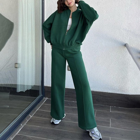 Spring  Foreign Trade Cross-border Amazon Round Neck Fashion, Simple Atmosphere, Sweatshirt Jacket and Casual Straight-leg Pants